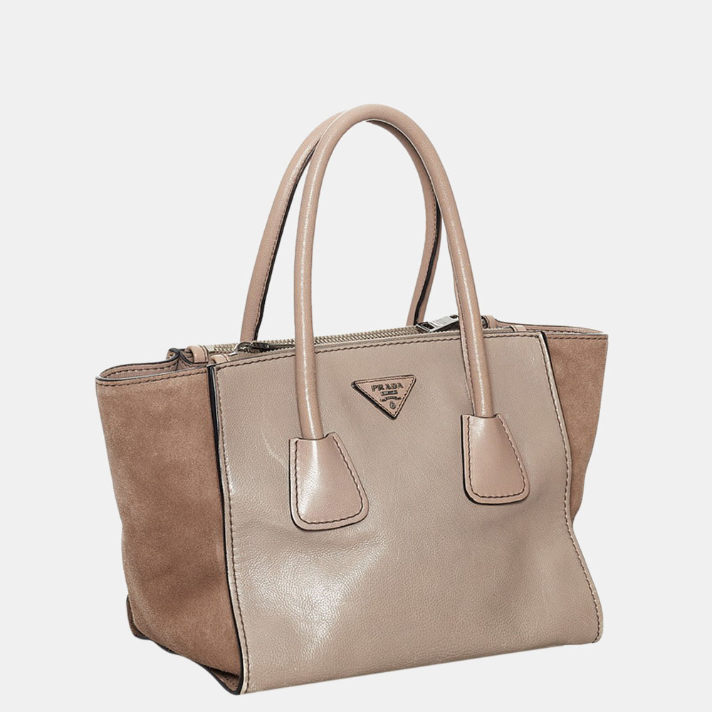 

Prada Beige Leather Twin Pocket Tote Bag