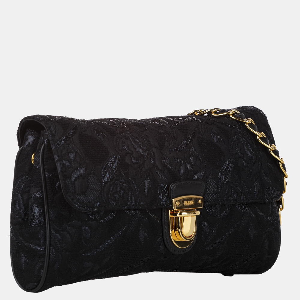 

Prada Black Floral Crossbody Bag