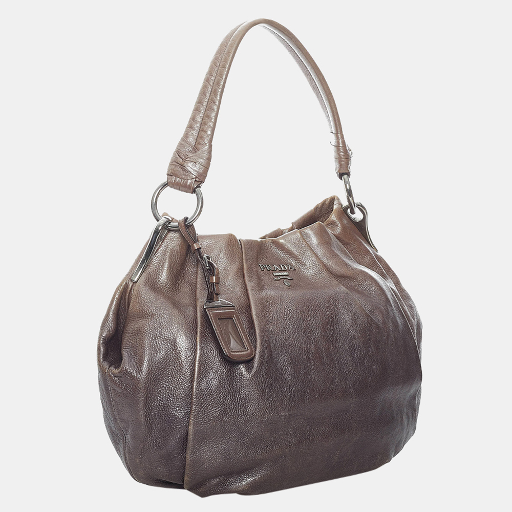 

Prada Brown Leather Hobo Bag