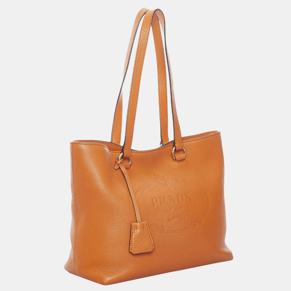 

Prada Orange Vitello Daino Canapa Logo Shoulder Bag