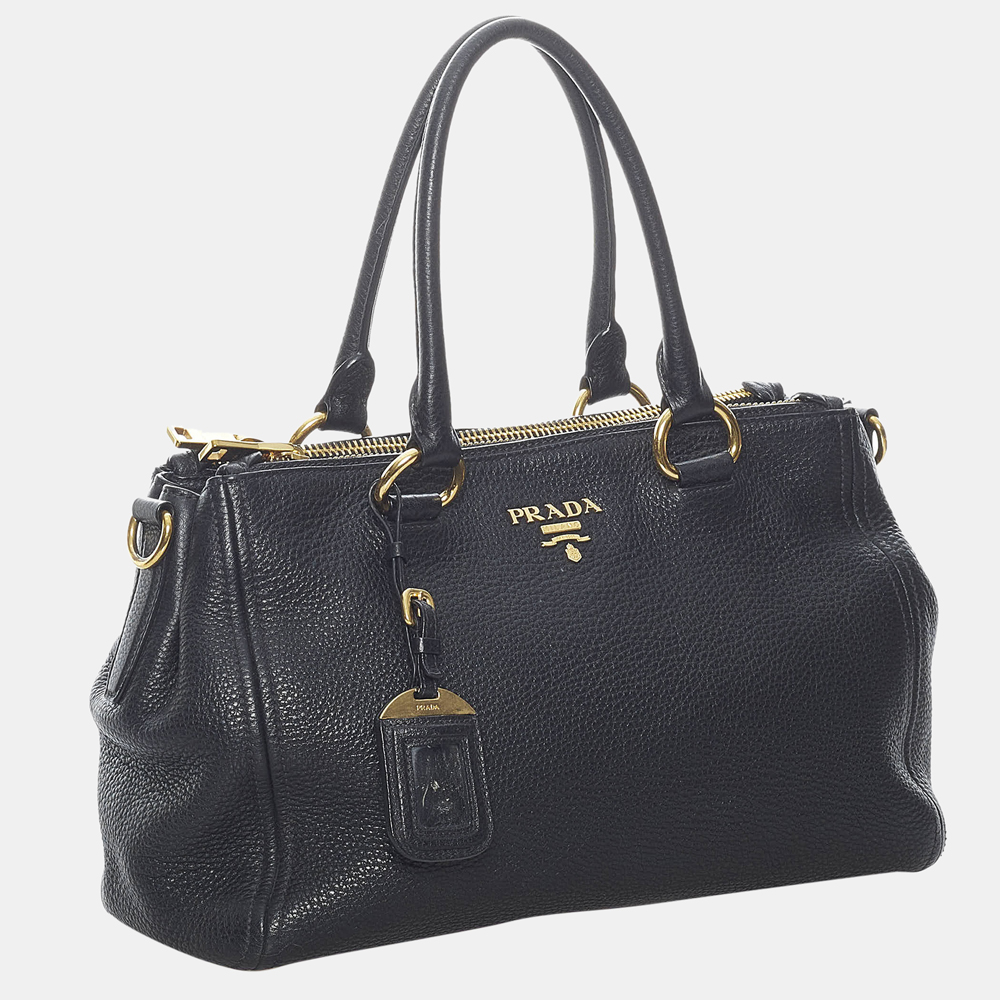

Prada Black Vitello Daino Satchel