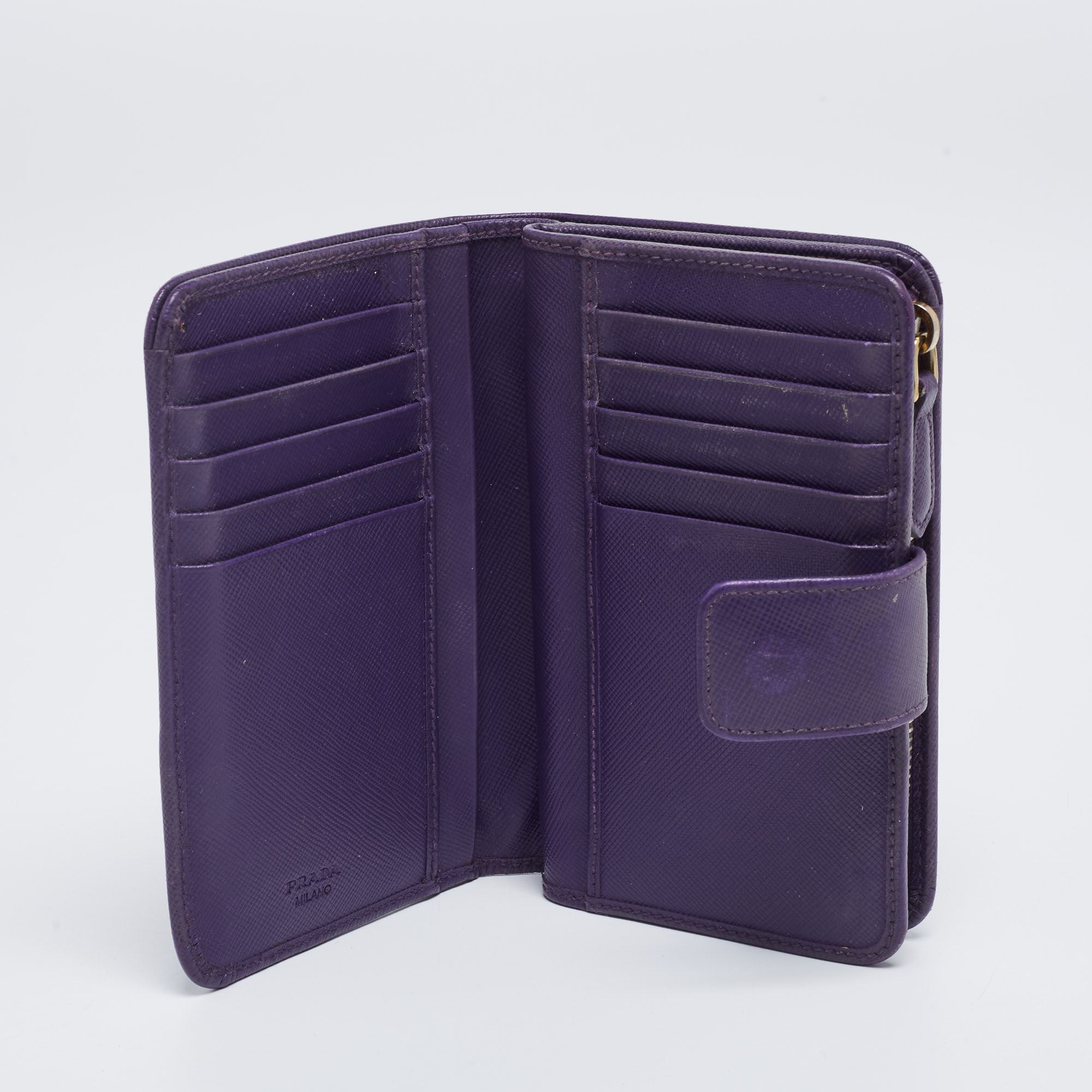 

Prada Purple Saffiano Metal Leather French Wallet