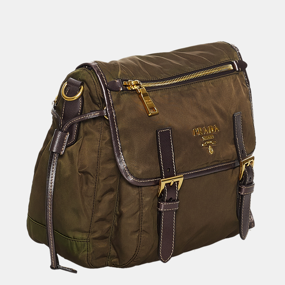 

Prada Brown/Khaki Tessuto Crossbody Bag