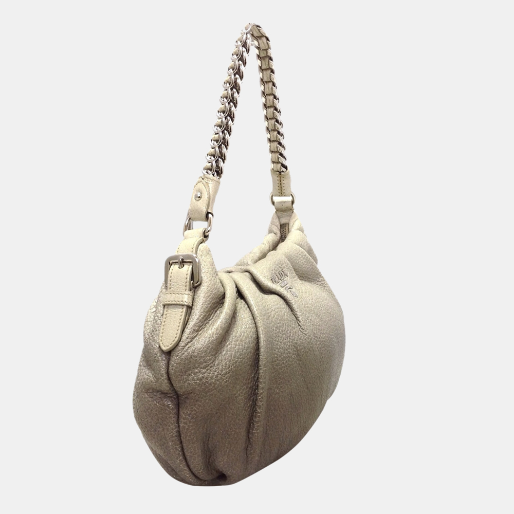 

Prada Gray Cervo Lux Chain Shoulder Bag, Grey