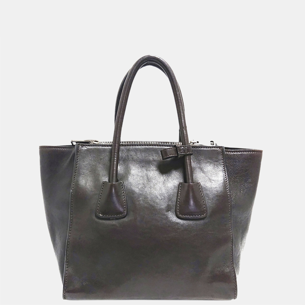 

Prada Brown Twin Pocket Leather Satchel