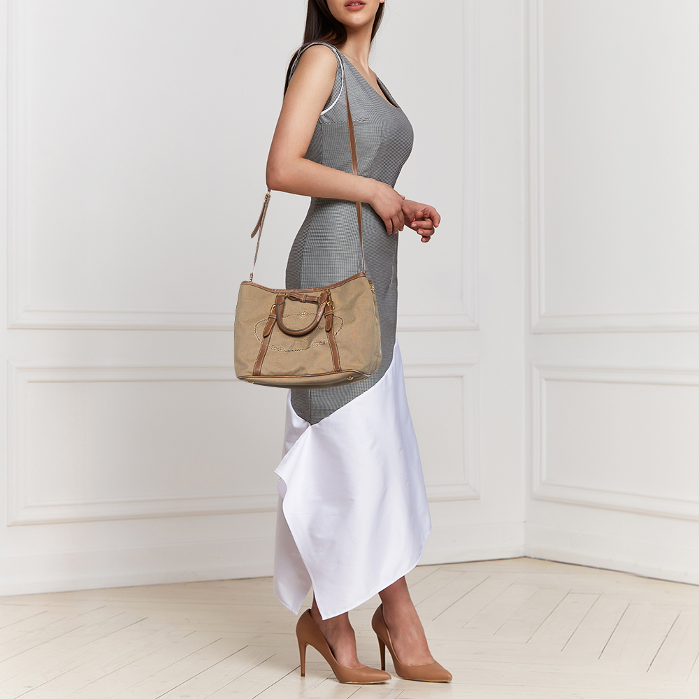 

Prada Beige/Brown Canvas and Leather Tote