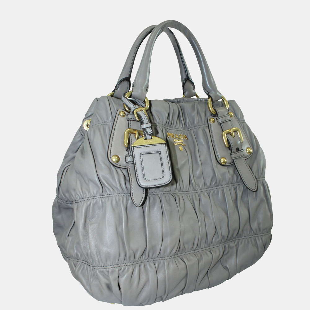 

Prada Grey Nappa Gaufre Leather Frame Bag