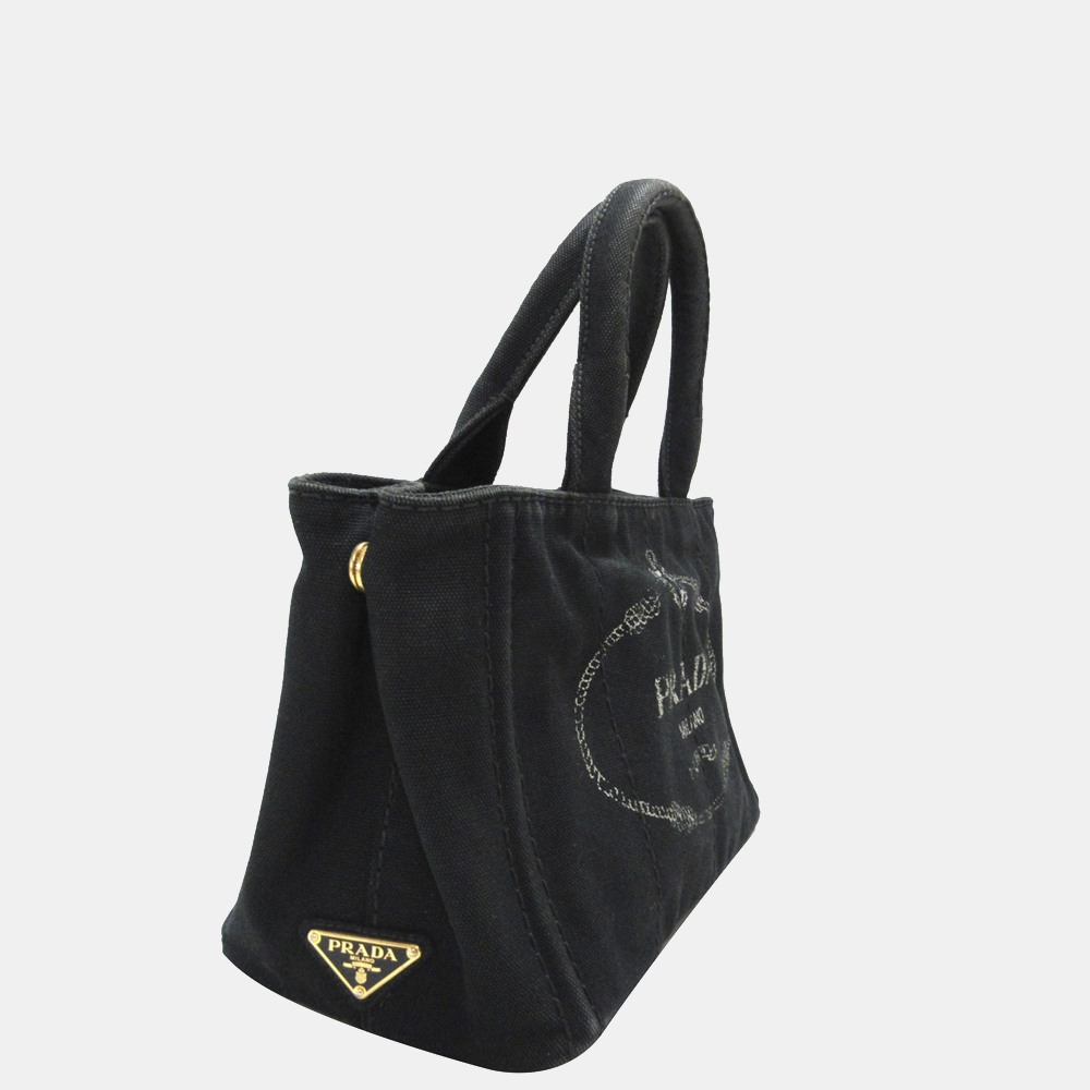 

Prada Black Canapa Logo Canvas Handbag