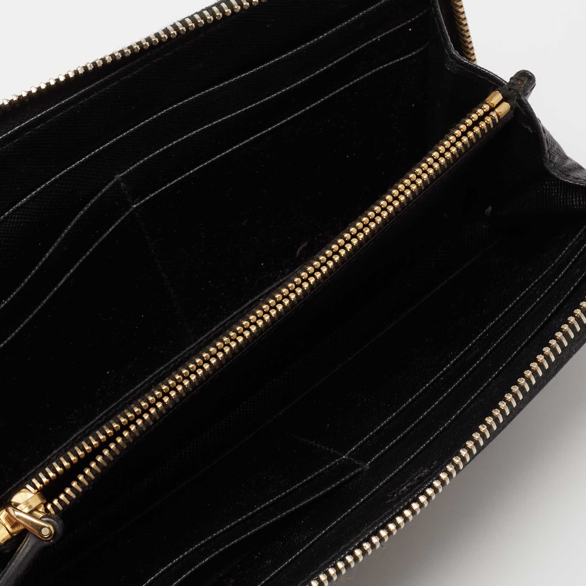 

Prada Black Saffiano Leather Zip Around Wallets