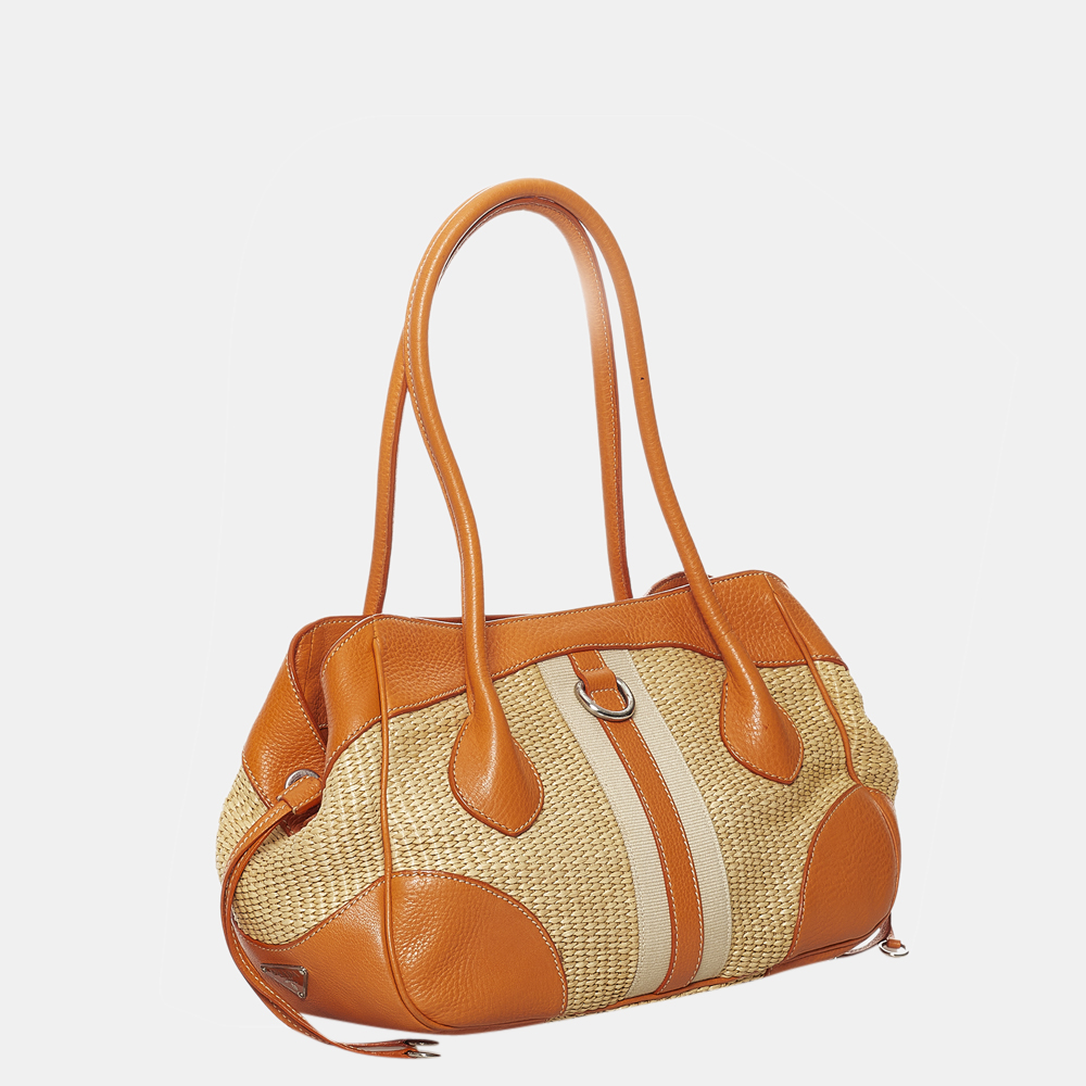 

Prada Multicolour Straw Shoulder Bag, Beige