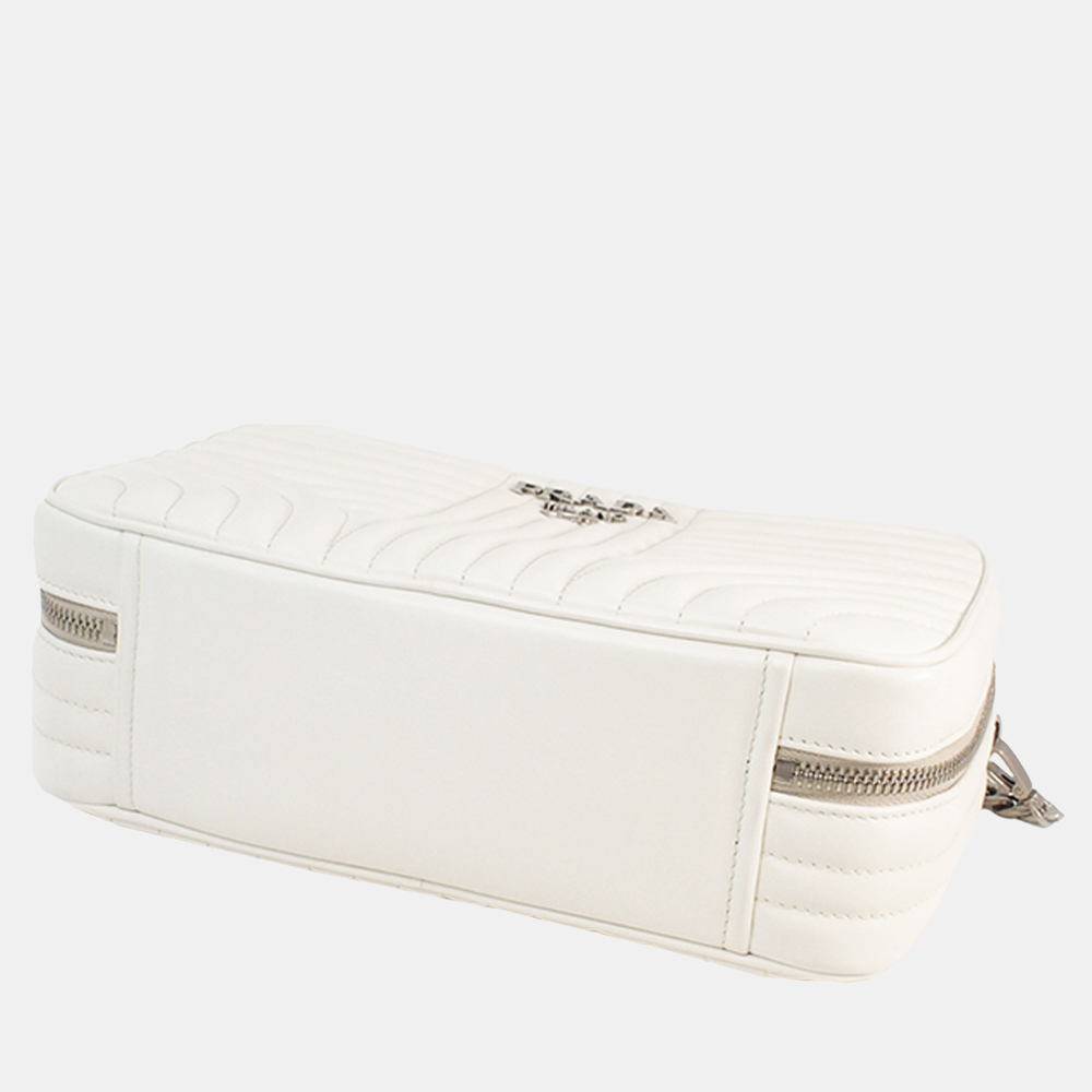 

Prada White Soft Calf Diagramme Satchel