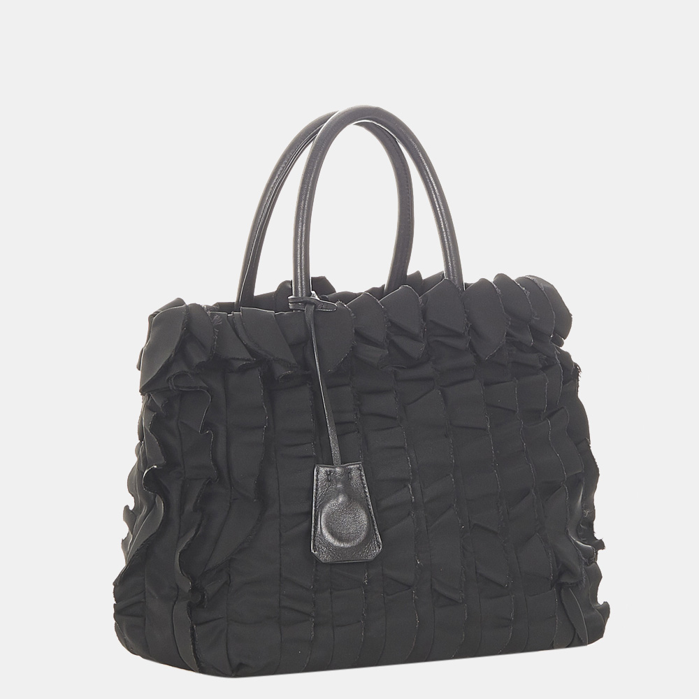 

Prada Black Ruffled Tessuto Tote Bag