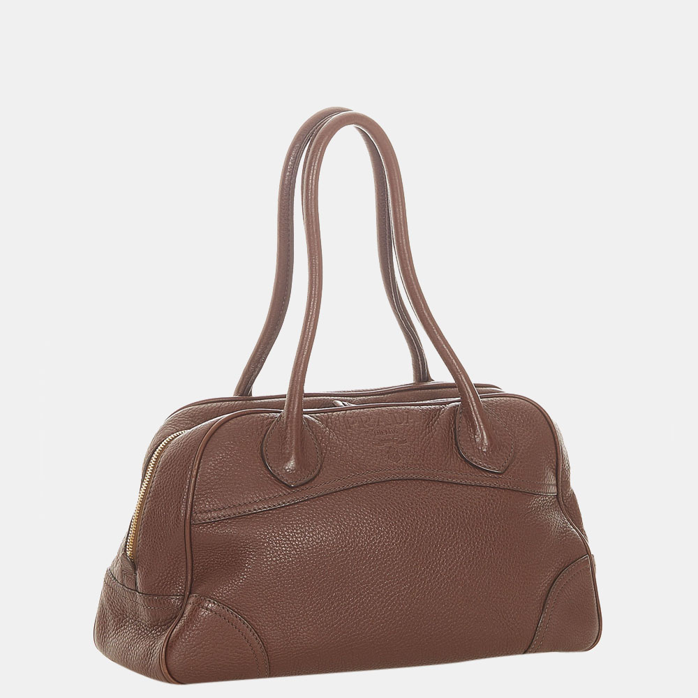 

Prada Brown Vitello Daino Handbag