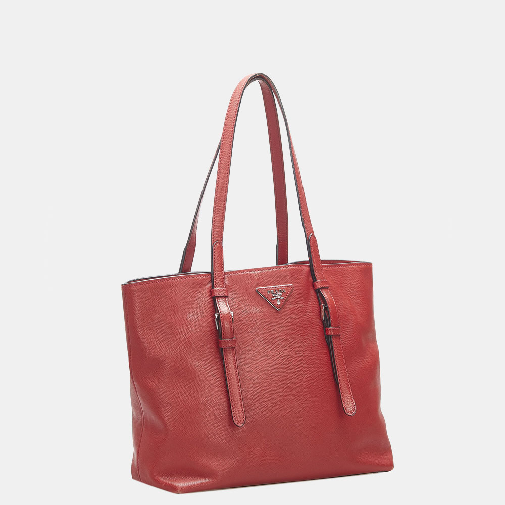 

Prada Red Soft Saffiano Leather Tote Bag