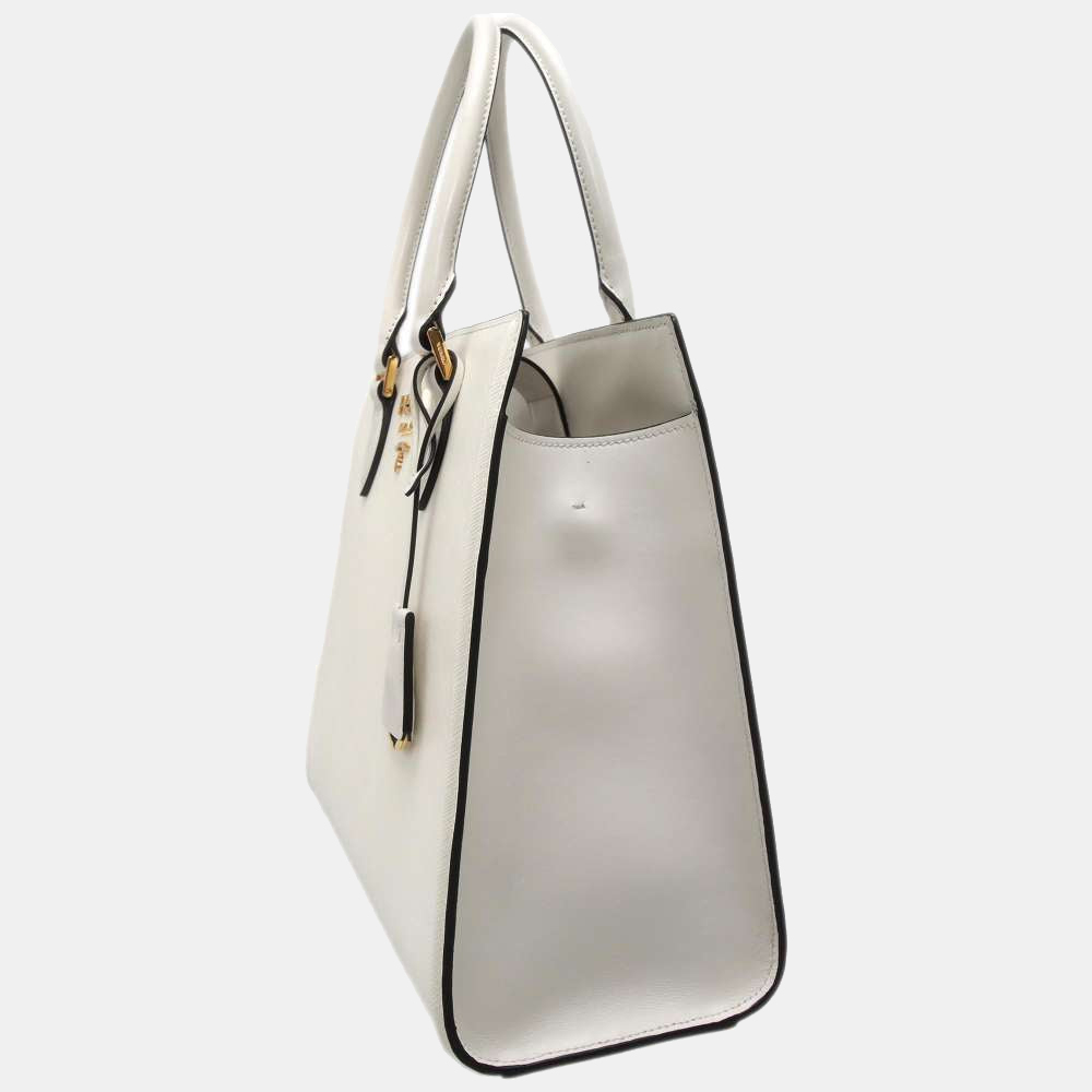 

Prada White Saffiano Leather Tote Bag