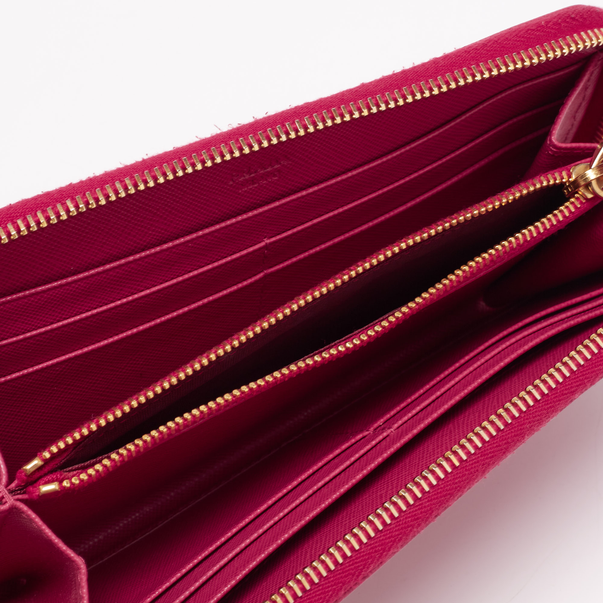 

Prada Pink Saffiano Lux Leather Zip Around Wallet
