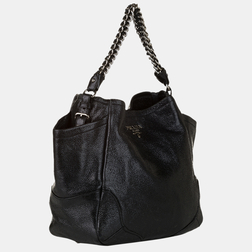 

Prada Black Cervo Lux Tote Bag