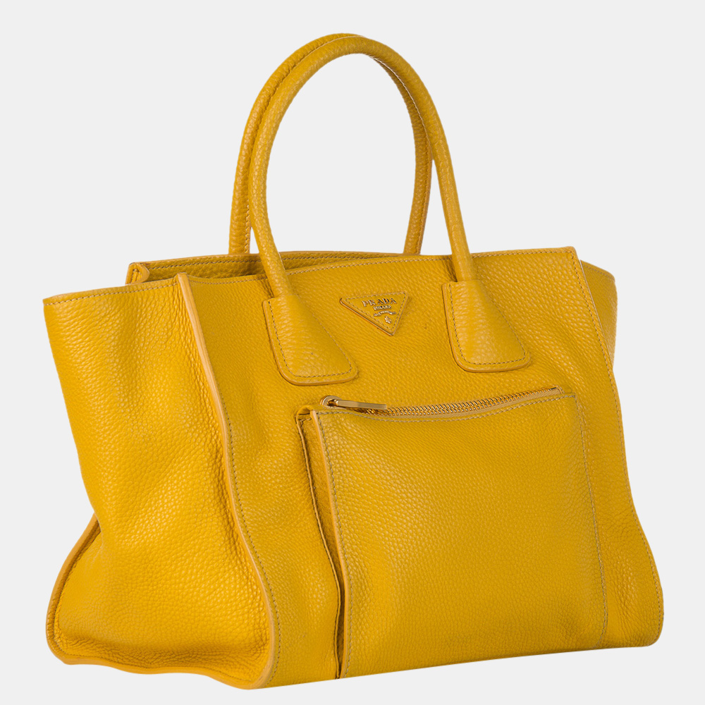 

Prada Yellow Twin Pocket Leather Satchel