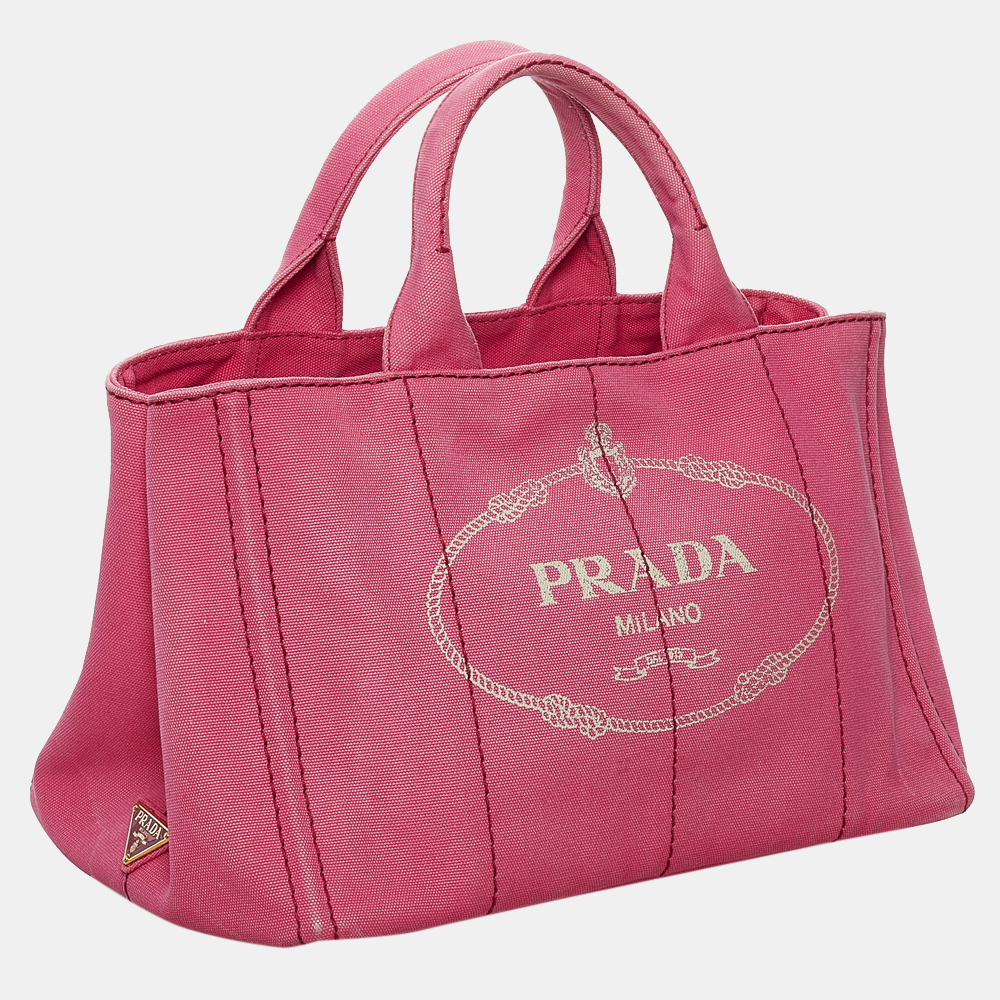 

Prada Pink Canapa Logo Canvas Satchel