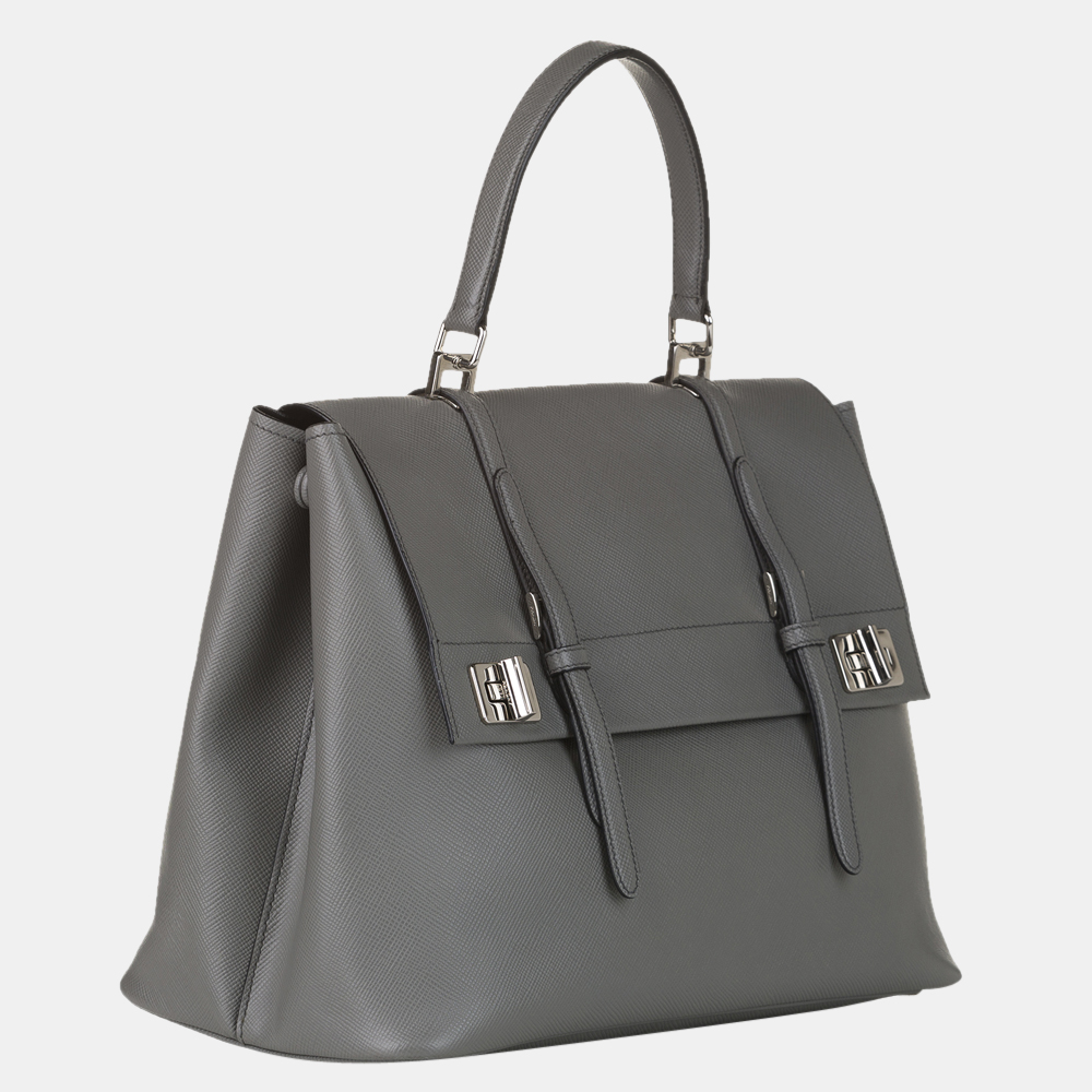 

Prada Gray Saffiano Satchel, Grey