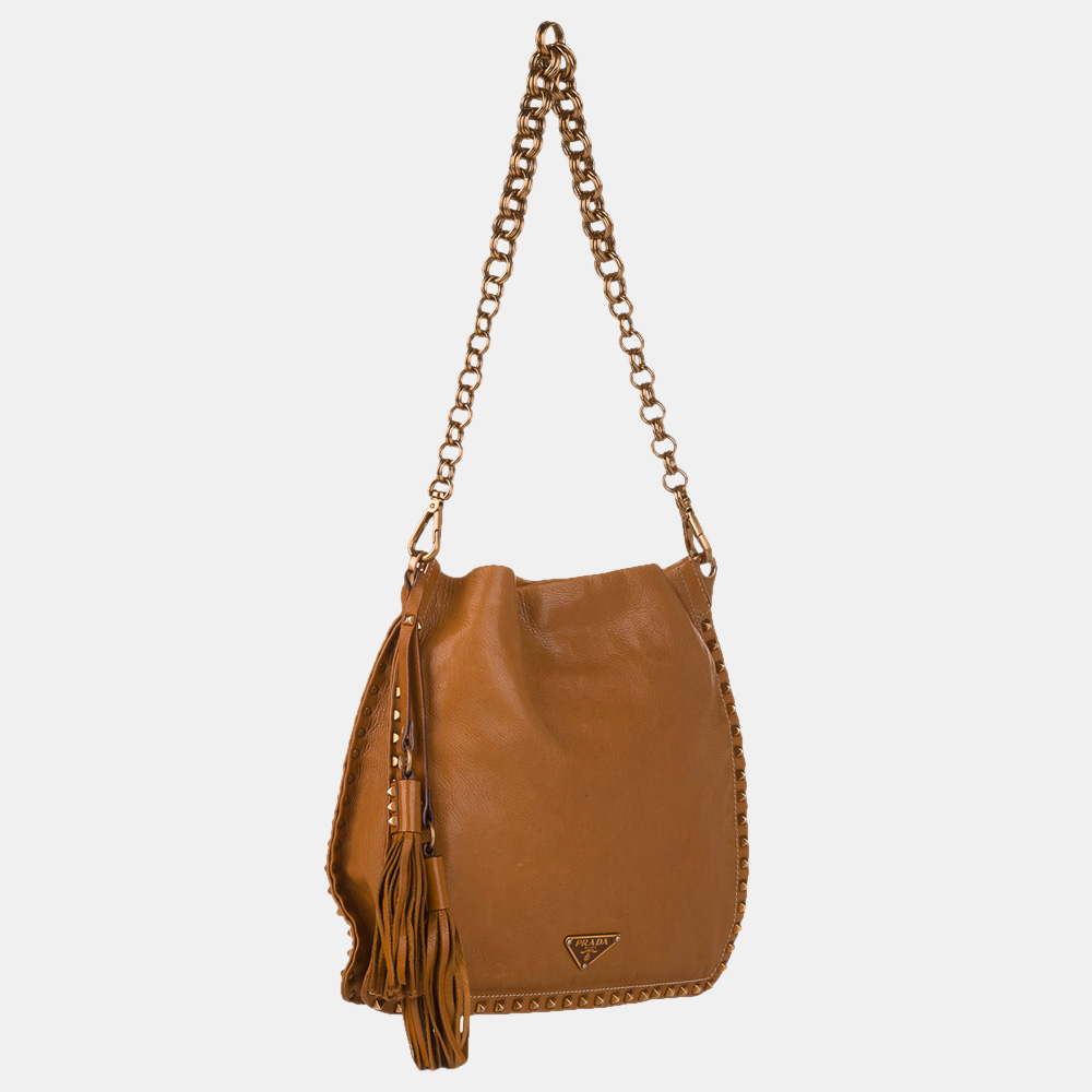 

Prada Brown Leather Chain Shoulder Bag
