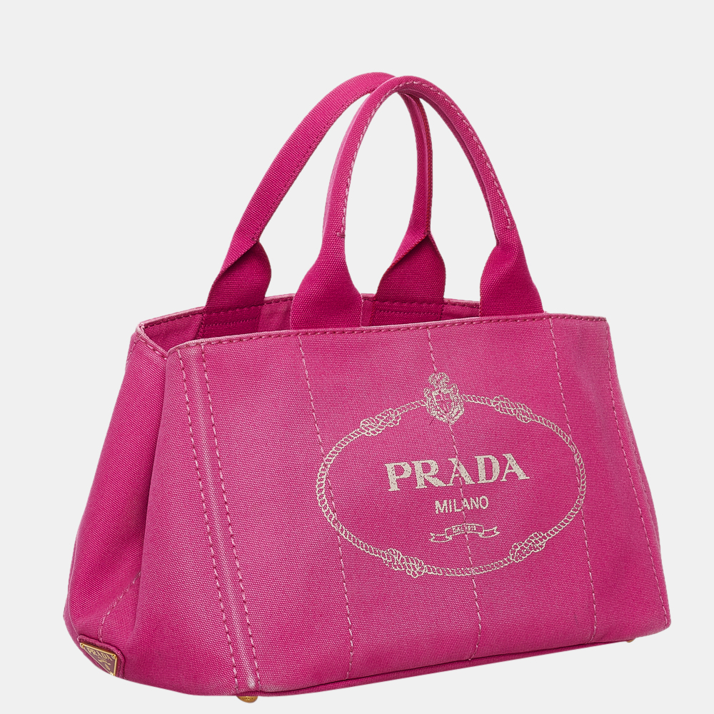 

Prada Pink Canapa Logo Canvas Handbag
