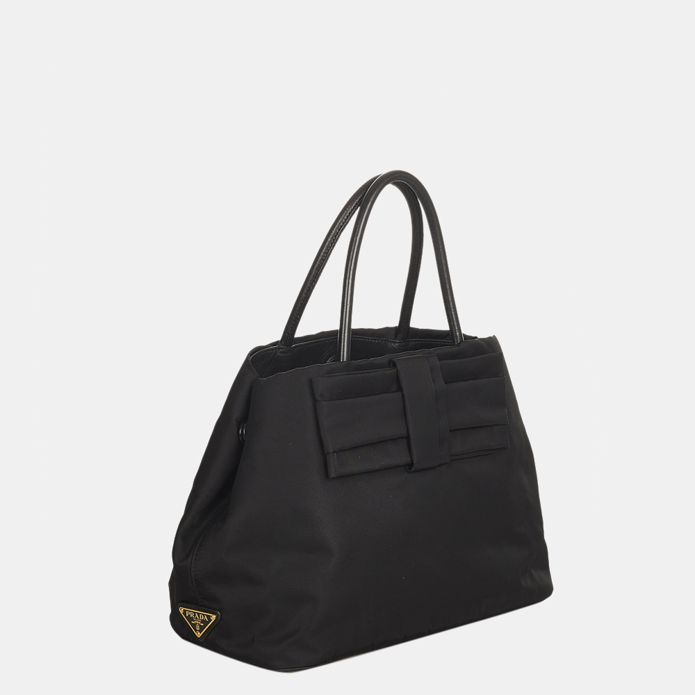 

Prada Black Fiocco Bow Tessuto Tote Bag