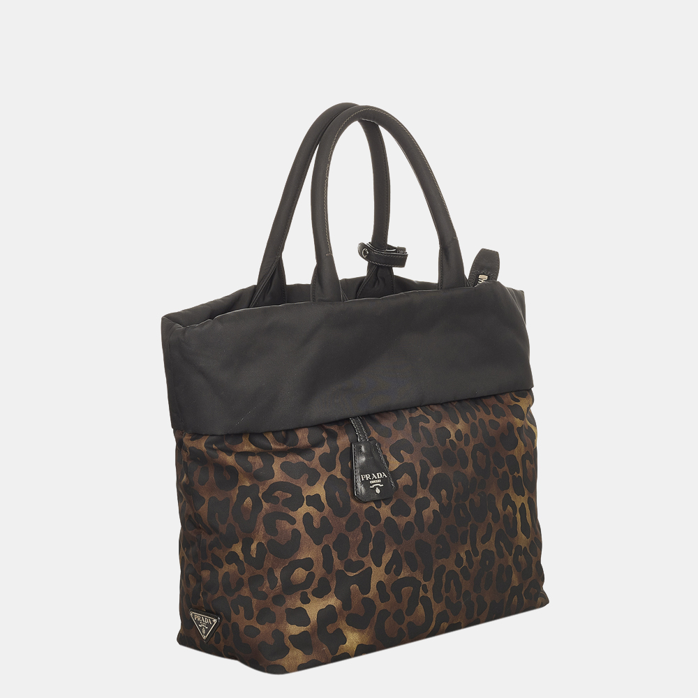 

Prada Black/Brown Printed Tessuto Satchel