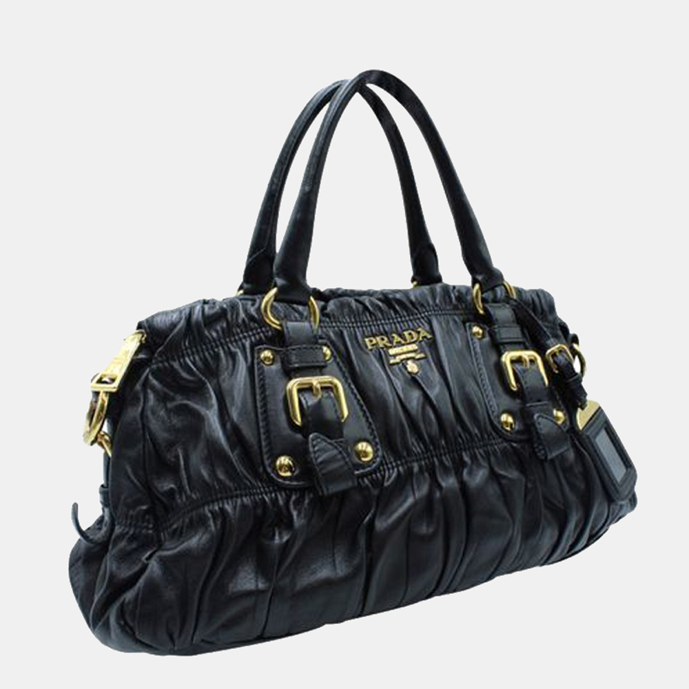 

Prada Black Leather Gaufre Nappa Shoulder Bag