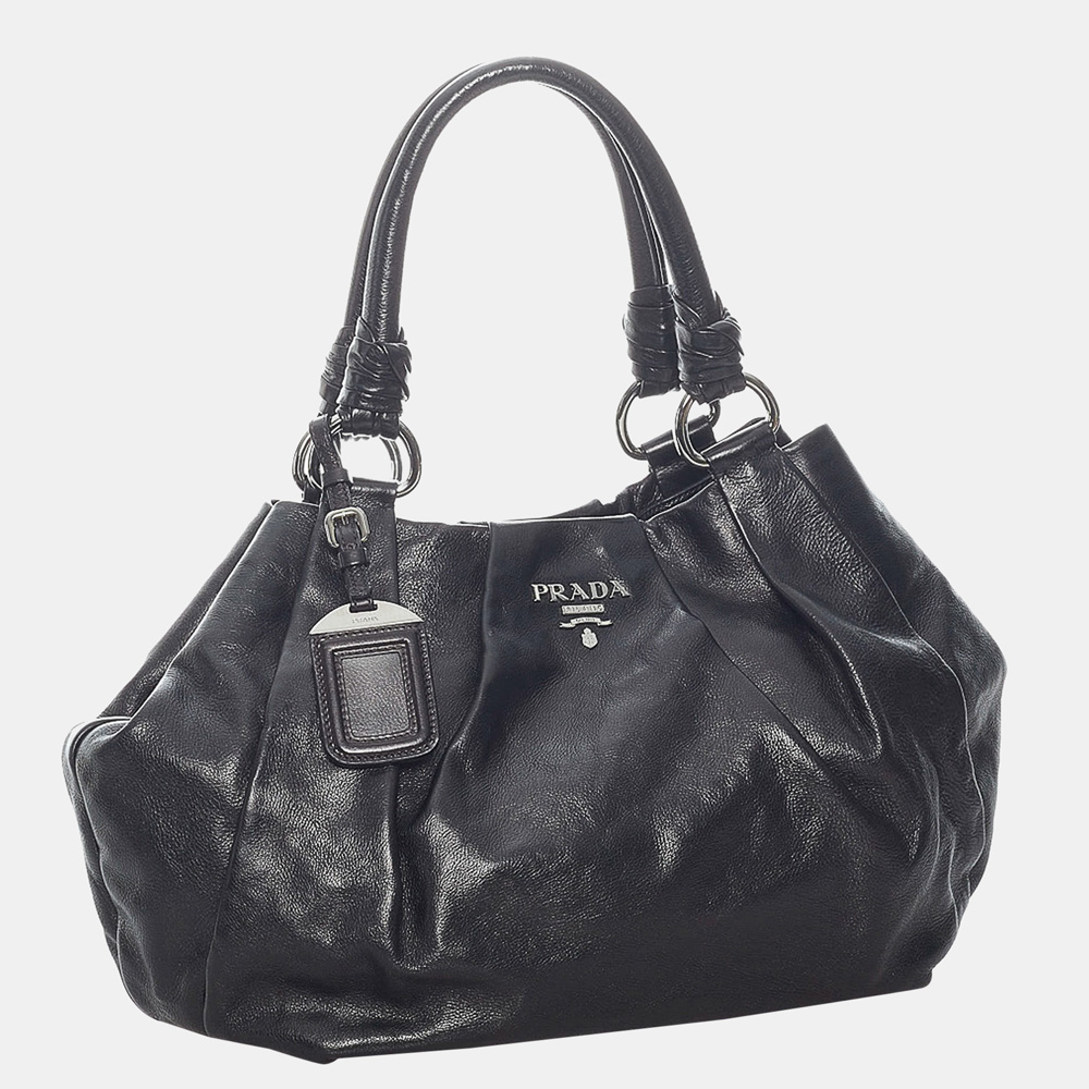 

Prada Black Vitello Daino Leather Tote Bag