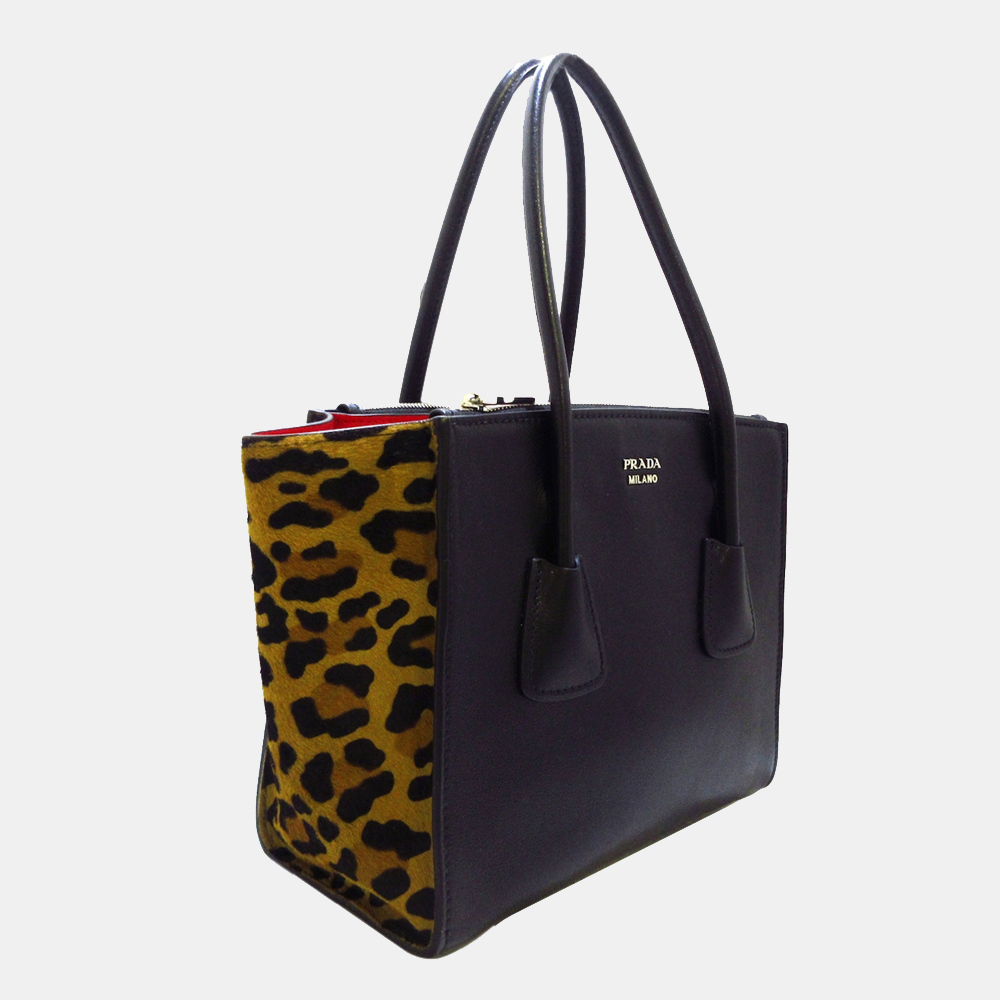 

Prada Black/Brown Twin Pocket Leather Satchel