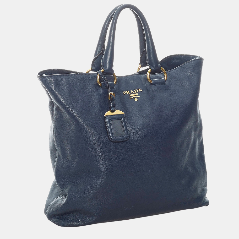 

Prada Blue Vitello Satchel