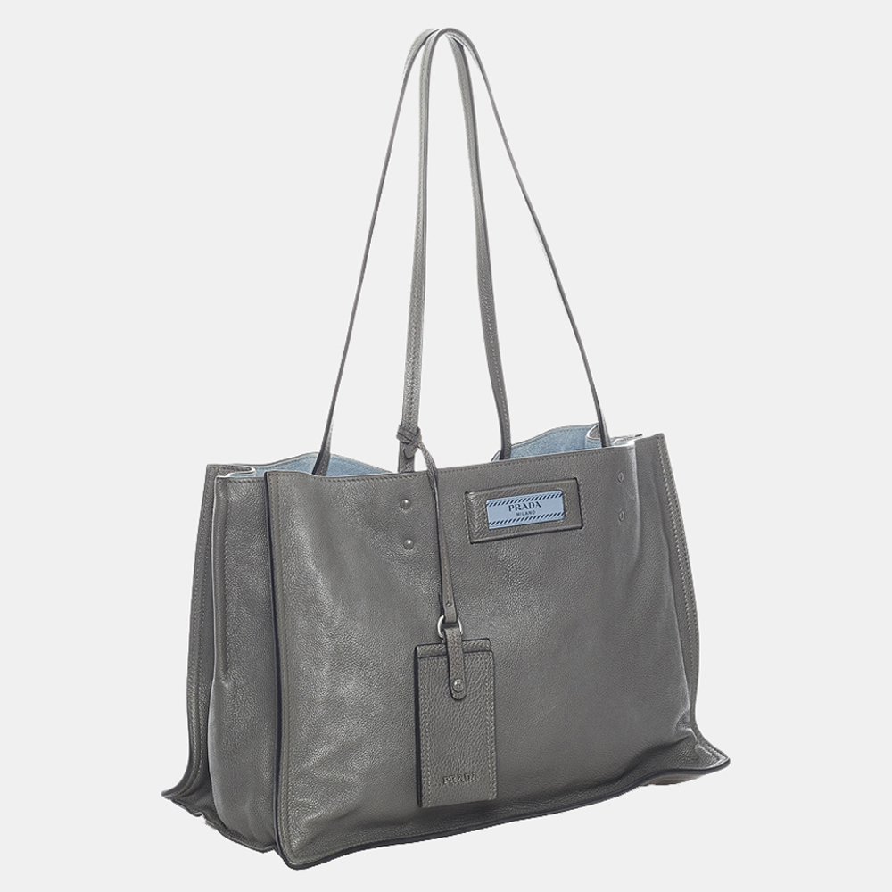 

Prada Gray Etiquette Leather Tote Bag, Grey