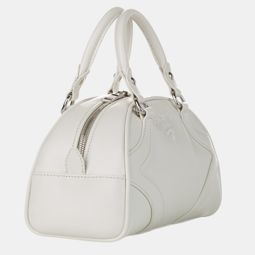 

Prada White Bowling Leather Satchel