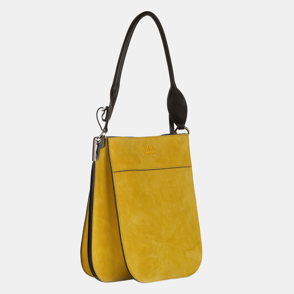 

Prada Yellow Margit Suede Tote Bag