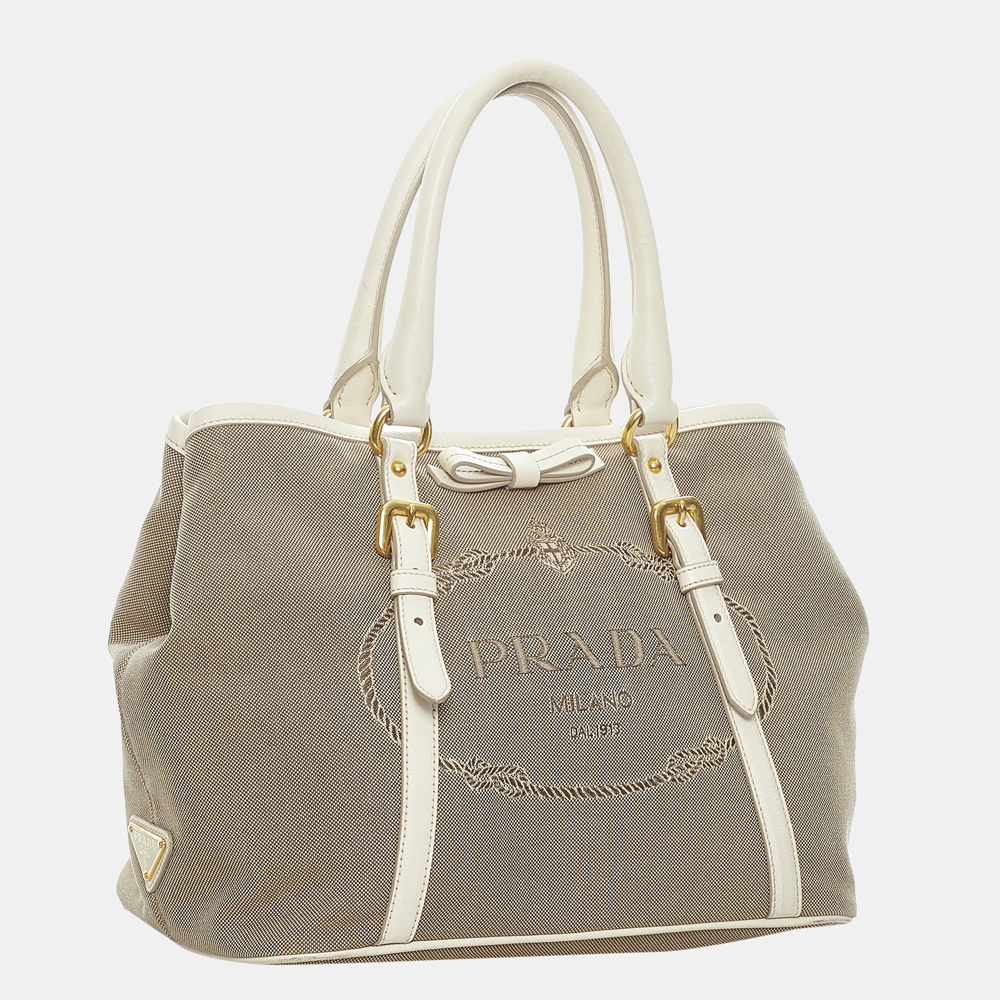 

Prada Beige/Brown Canapa Logo Canvas Handbag