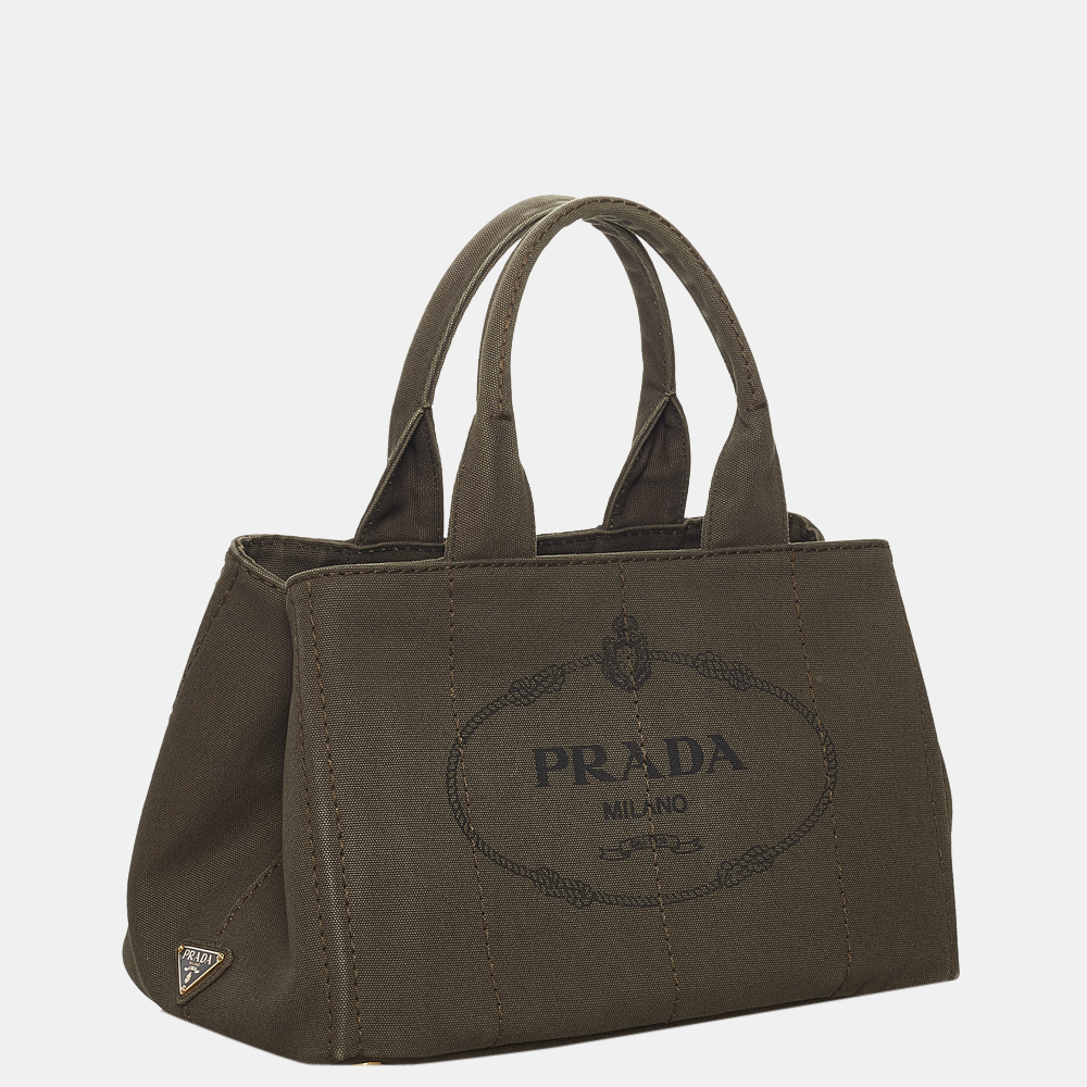 

Prada Brown Canapa Logo Canvas Tote Bag