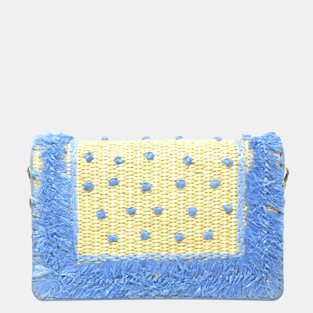 

Prada Beige/Blue/Brown Raffia Wallet On Chain