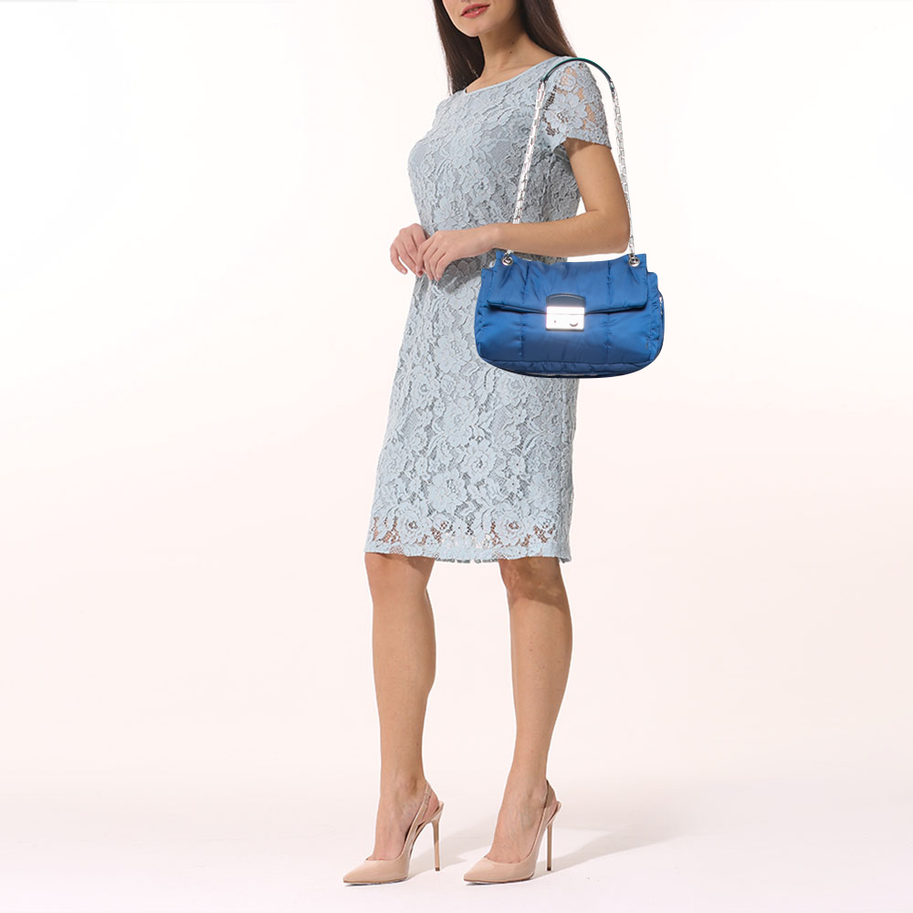 

Prada Blue Nylon Bomber Chain Shoulder Bag