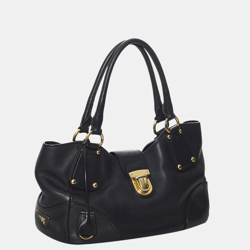 

Prada Black Vitello Daino Shoulder Bag