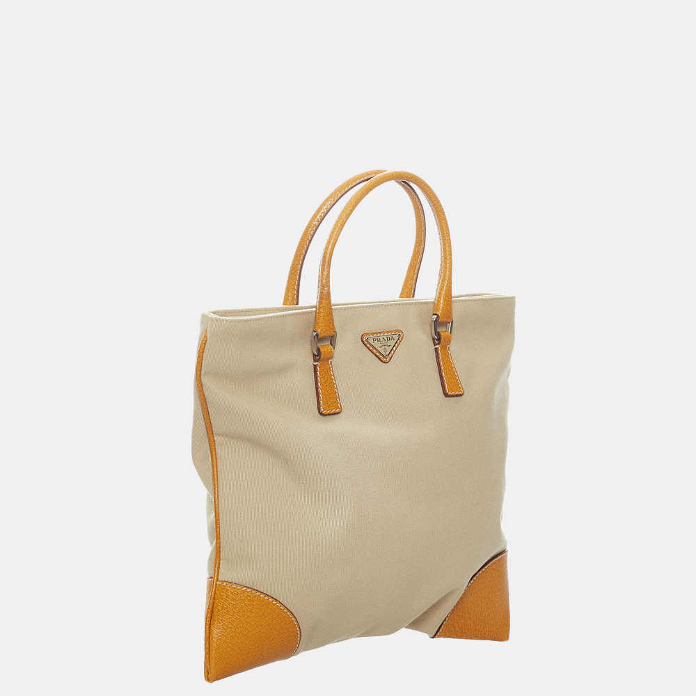 

Prada Beige/Brown/Orange Canapa Tote Bag