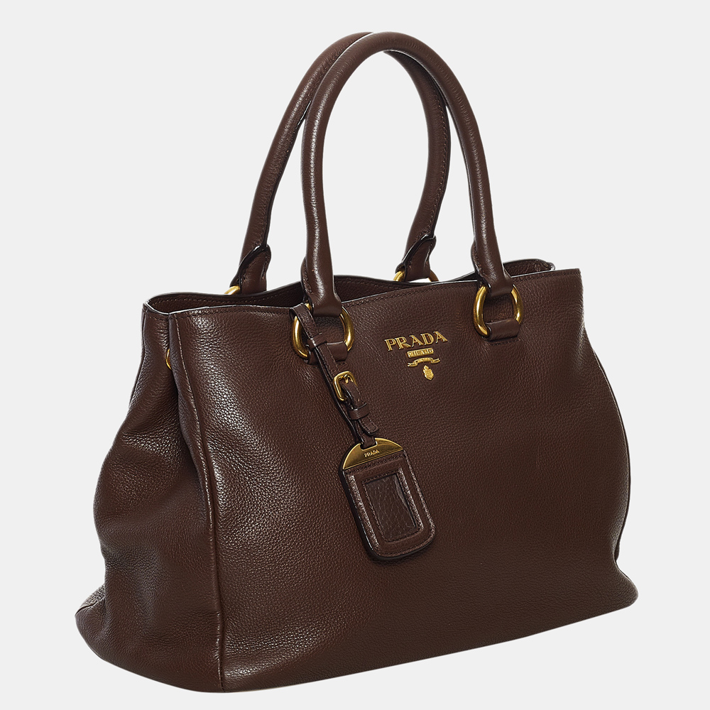 

Prada Brown Vitello Daino Satchel