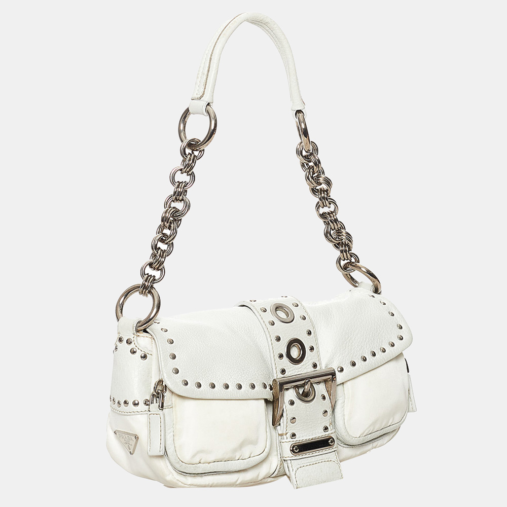 

Prada White Leather Shoulder Bag