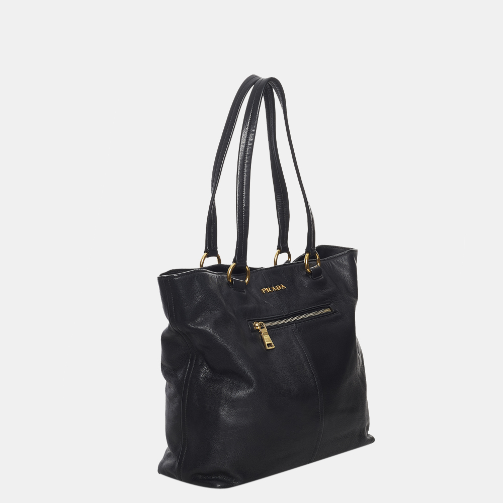 

Prada Black Vitello Daino Leather Tote Bag