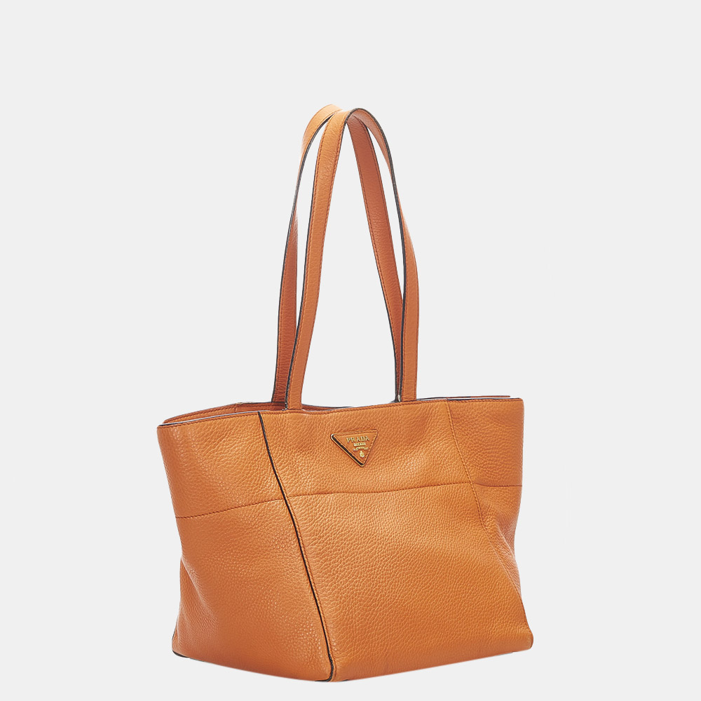 

Prada Orange Leather Tote Bag