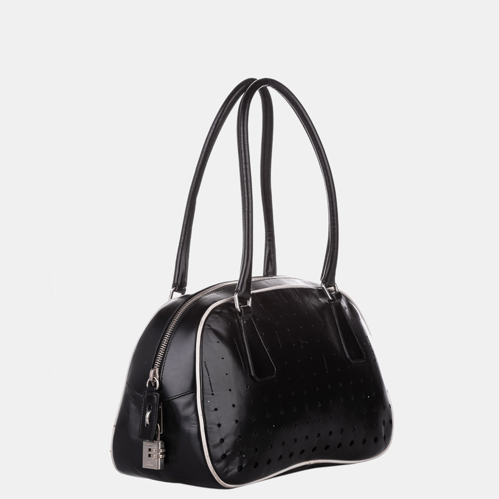 

Prada Black Perforated Leather Shoulder Bag