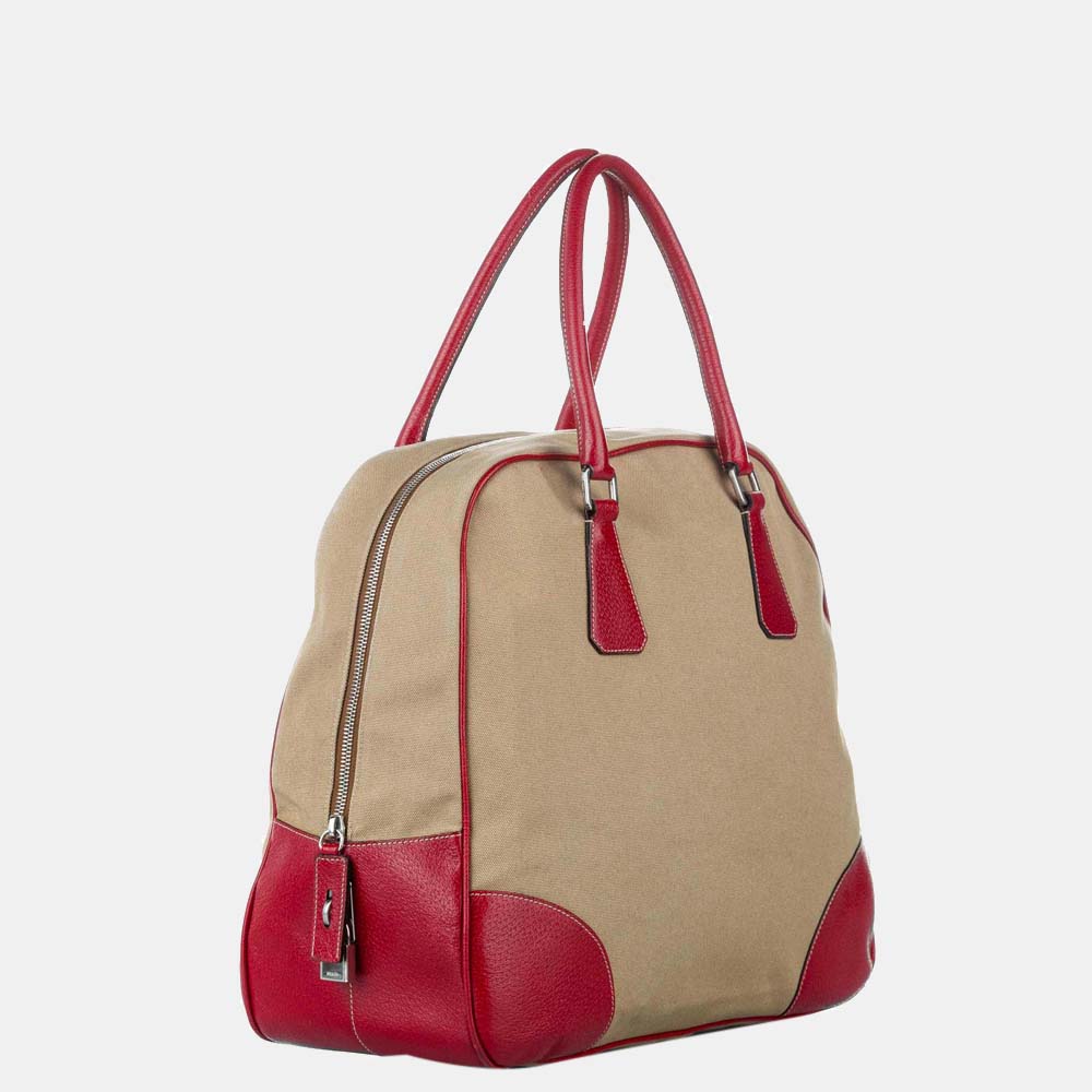 

Prada Beige/Brown/Red Canvas Handbag