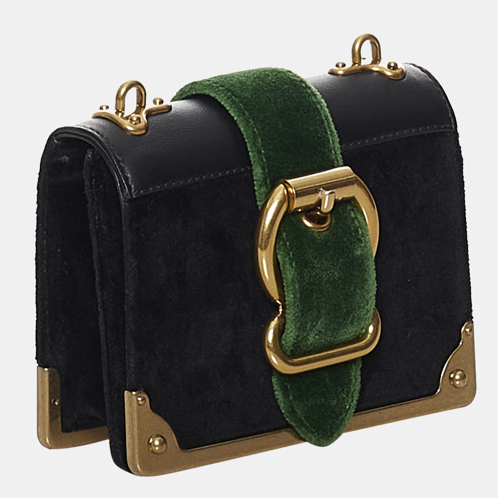

Prada Black/Green Velluto Micro Cahier Crossbody Bag