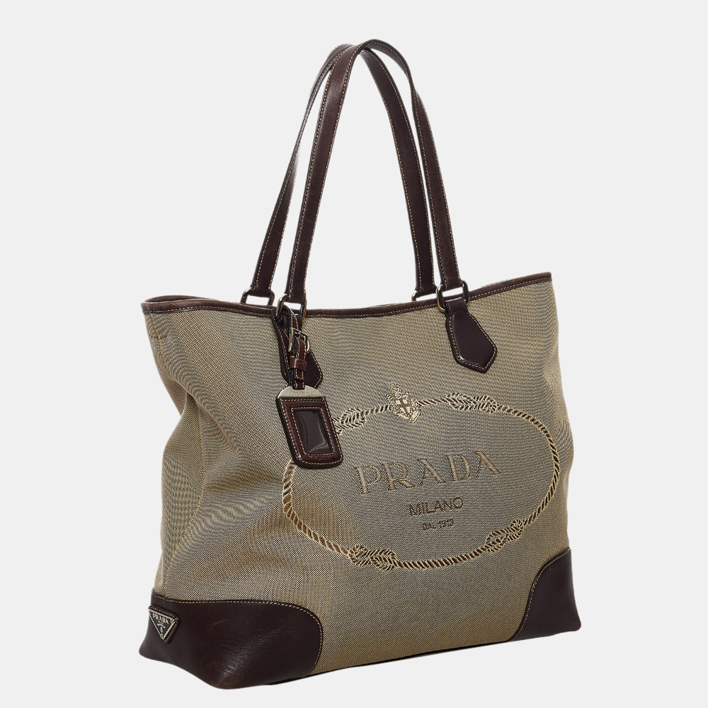 

Prada Brown/Beige Canapa Logo Canvas Satchel
