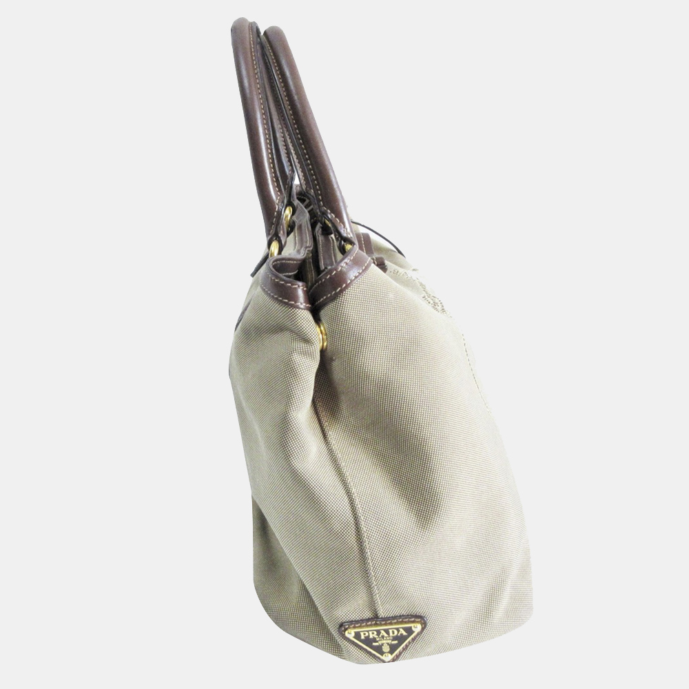

Prada Brown/Beige Canapa Canvas Satchel
